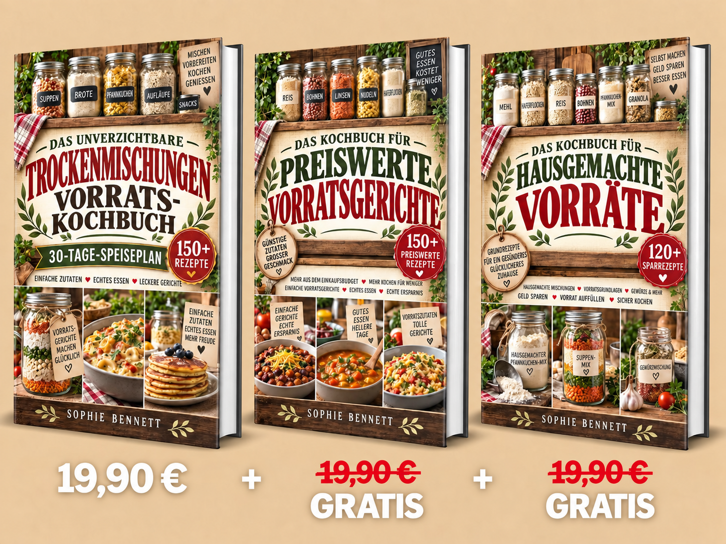 Das unverzichtbare Trockenmischungen Vorrats-Kochbuch + 2 KOSTENLOSE BONUSBÜCHER